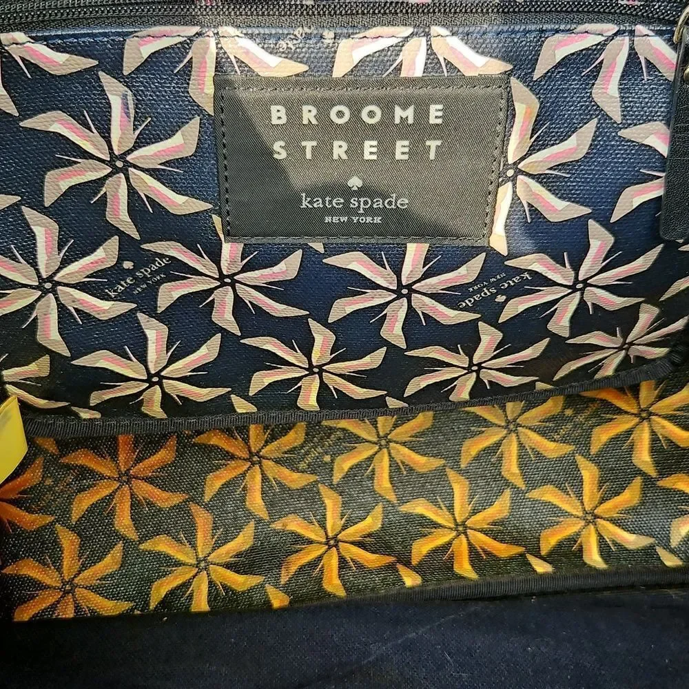 Kate Spade Broome Street Navy And Neutral High Heel Pinwheel Tote
